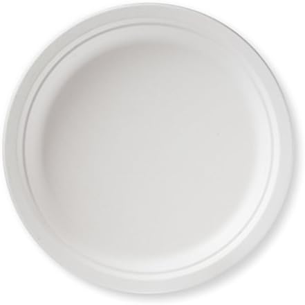 Susty Party 10-Inch Compostable Round (50-Count), Sugarcane Heavy Duty Disposable Biodegradable Plate for Dinner, White