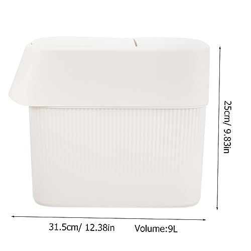 Caneca de basura estrecha con tapa color blanco miniatura 2