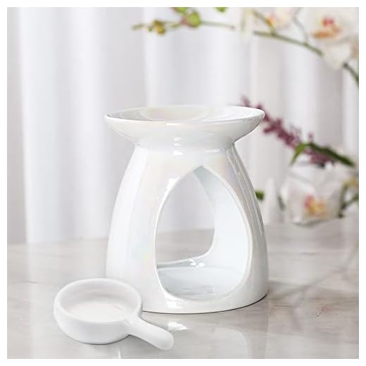 E.YOMOQGG Wax Warmer Oil Burner,Ceramic Tealight Candle Holder Wax Melt Warmer with Candle Spoon, Aromatherapy Diffuser for Home Office Bedroom Furnace Romantic Decor (White, Pearly-Lustre)