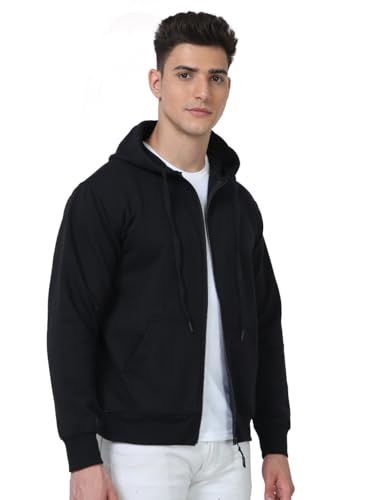 Image of Scott International Men's Solid Cotton Hoodies for Men, Trendy and Comfortable Sweatshirts for Men, Stylish Winter Wear with Hood and Pockets, Fashionable Hooded Sweatshirts