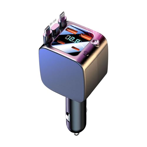 Indragbar billaddare – dubbel USB-snabbladdning med 18 W, biltillbehör med stämningsfull stjärnlampa, kompakt strömförsörjningslösning | laddning av fordonselektronik, daglig pendling, abonter