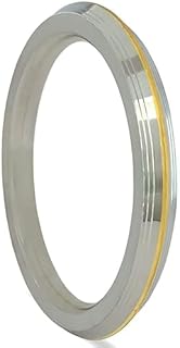 Stainless Steel Punjabi Sikh Gents Heavy Kada Bangle Bracelet With Stylish Gold Brass Line