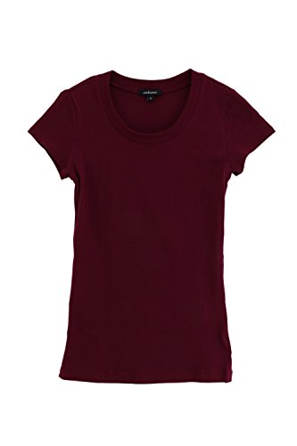 Image of Classic Crew Neck Short Sleeve Tee (Burgundy Large)