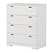 South Shore Reevo 4-Drawer Dresser, Pure White with Matte Nickel Handles