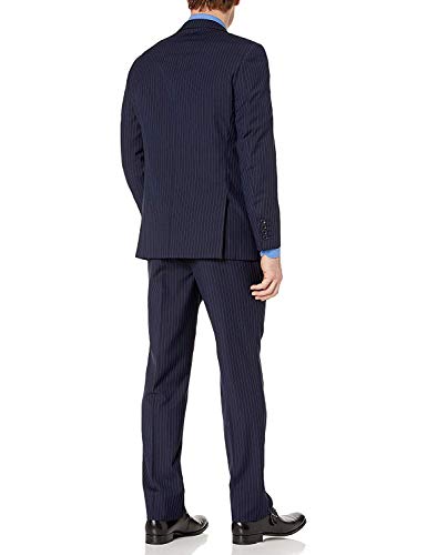 Adam Baker Men's 100% Wool Portly Fit Two-Piece Solid Suit Set - Colors3