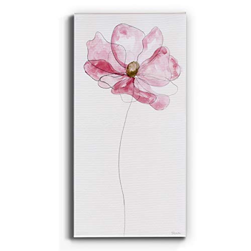 Renditions Gallery Canvas Floral Wall Art Modern Decorations Paintings Pink Flower Sketch Romantic Canvas Romantic Botanical Wall Hanging for Bedroom Office Kitchen - 20"x40" LT43