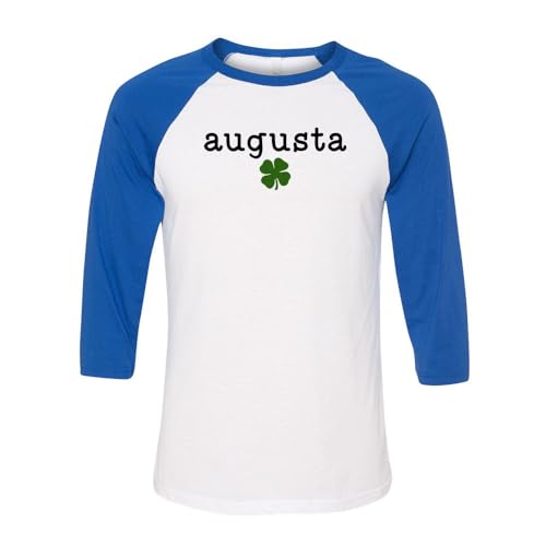 TeesAndTankYou Augusta Shamrock Three-Quarter Raglan Sleeve Baseball Shirt Unisex Medium White/Royal