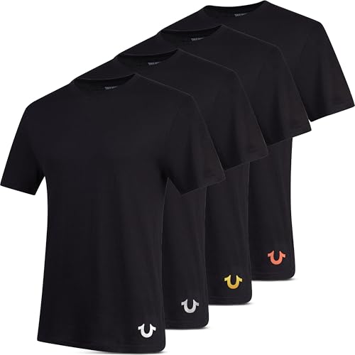 Image of True Religion Mens Undershirts, 4 Pack Lightweight 100% Cotton Crewneck
