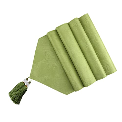 Chemin de Table Rectangulaire Vert en Coton 35x228 cm contre Table Vide et Fade