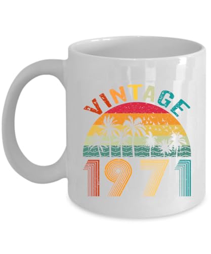 Vintage 1971 Colors Coffee Mug 55 Year Old 55th Bday Retro Beach Sunset Mug Gift