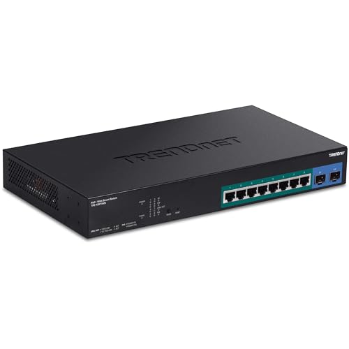 Image of TRENDnet 10-Port Gigabit Web Smart PoE+ Switch with 8 Gigabit PoE+ Ports, 2 SFP Slots, 130W PoE Budget, VLAN, QoS, LACP, IPv4 /IPv6 Static Routing,Lifetime Protection, Black, TPE-1021WS