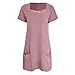 Aniywn A Line Mini Dress Pink Summer Short Sleeve Square Neck Dresses Fashion Loose Travel Beach Tshirt Dress with Pockets
