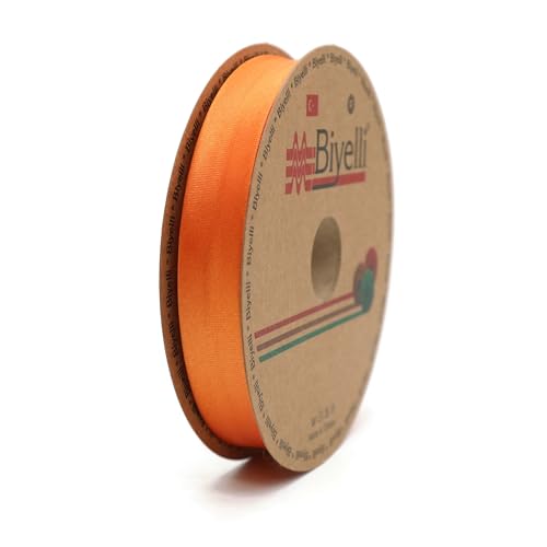 Image of Fold Satin Bias Tape - 99+ Colors - 3 /4 Inches Wide - 27 Yards - Fold Satin Binding Bias Ribbon Fabric Piping Bias Binding Tape for Sewing Clothing DIY (14. Orange) BYS14