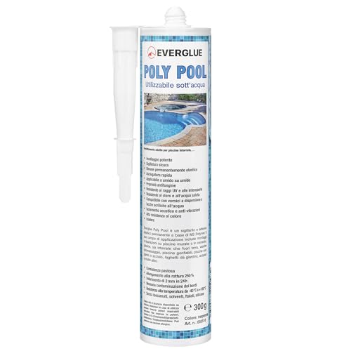 Everglue Poly Pool 1K MS Polymer Colla di montaggio per incollare e sigillare, utilizzabile sott'acqua, senza silicone, resistente ai raggi UV, rimane elastico trasparente