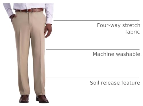 Image of Haggar Men's Cool 18 Pro Classic Fit Flat Front Casual Pant