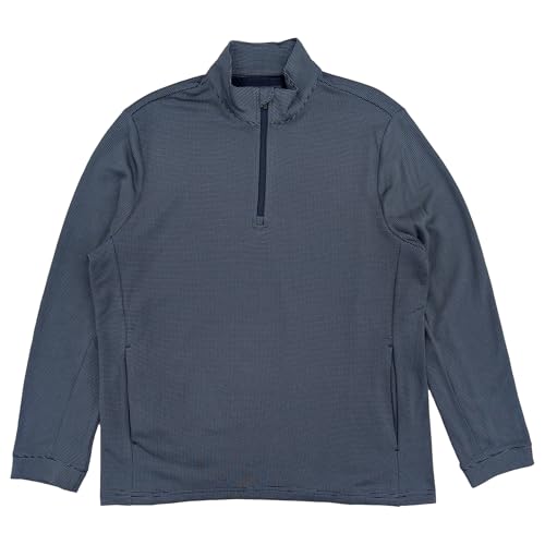 Ben Hogan Mens Blue Long Sleeve Micro Jacquard 1/4 Zip Golf Sweater