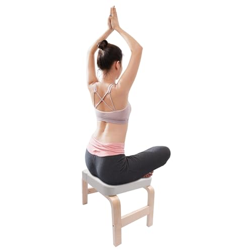 HUOMMGS Yoga Kopfstandhocker Hochwertiger Kopfstand Hocker Anfänger Kopfständerbank Freistehend Yoga Kopfstandhocker Massivholz Kopfstand Stuhl mit PU Pads Bis 200KG Kopfstandstuhl für Yogaräume