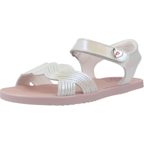 Girl's Glamorous Flat Sandals, White, 32 EU Ancho