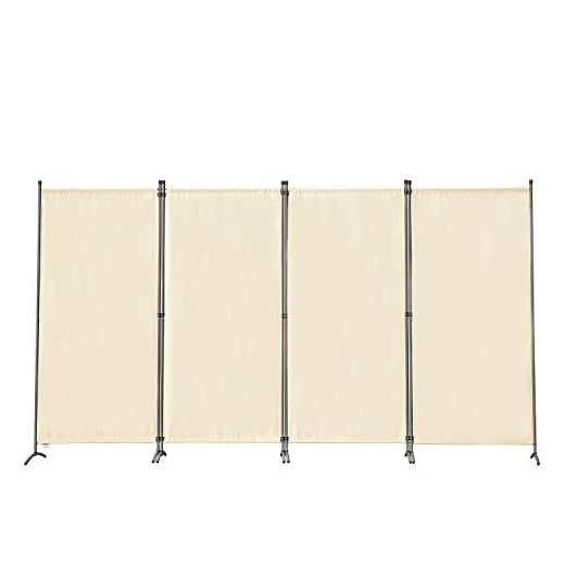 Angel Living Biombo Grande de 4 Paneles, Decoración Elegante, Separador de Ambientes Plegable, Divisor de Habitaciones, 333X170 cm (Beige)