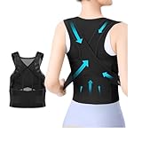 [qiukala]【子供用姿勢矯正ト】成長期対応 柔軟フレーム 学校授業用 ラクラク装着 背筋トレーニングト スポーツ時也可 安心安全設計 (カラー2種) 黒 XL