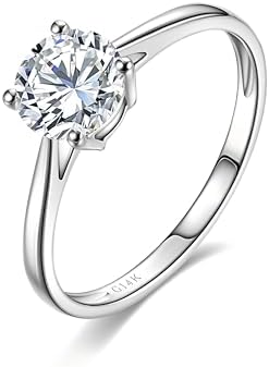 CRITI RORA 0.5 Carat Lab Grown Diamond Engagement Ring 14K White Gold,IGI Certified Round Cut (E-F Color VS1-VS2) Classic 4-Prong Ring for Women,Wedding Ring (0.5 Carat, 5)
