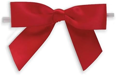 Weststone Christmas Plaid Pre-Tied Bow Set of 50, Twist Tie Bows Satin Bowtie Set, Bow Tie for Food & Gift Package, Christmas Party, Halloween, Birthdays, Weddings, Size 3-1/2"