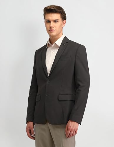 Image of Arrow Knitted Textured Pattern Mens Blazer with Three Pockets and Double-Vented Back Hem Single Breasted Blazer