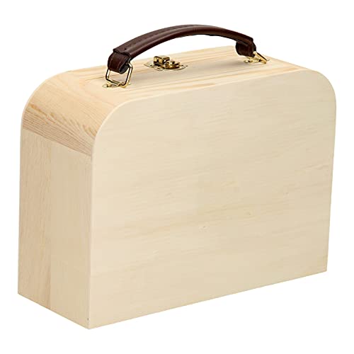Boîte en bois de pin Jouetprive avec poignée cuir de rangement