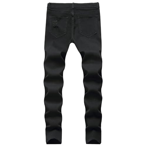 Cargo Jeans for Men Jogger Slim Fit Stretch Skinny Jean Straight Leg Comfort Flex Waist Pants Black 4X-Large4