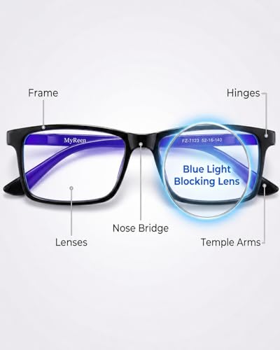 Image of myreen Blue Cut Reading Glasses for men and women +1 +1.25 +1.5 +1.75 +2 +2.25 +2.5 +2.75 +3 Full-Rim TR90 Frame With Clear CR39 Power Lens