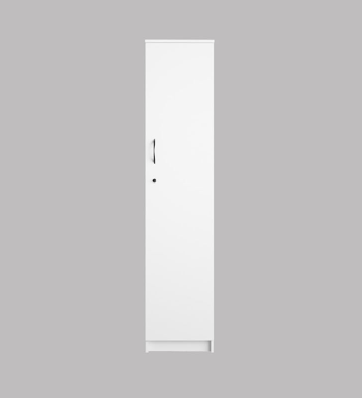 Image of Sonic Multipurpose 1-Door Wardrobe | Engineered Wood | 4 Spacious Shelves & Drawer | White Finish | Compact & Durable | Easy Knock-Down Assembly