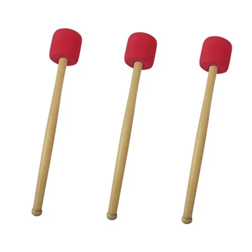ibasenice 3 piezas baquetas para bombo con mango de madera y cabeza de espuma roja, 33 cm miniatura 1
