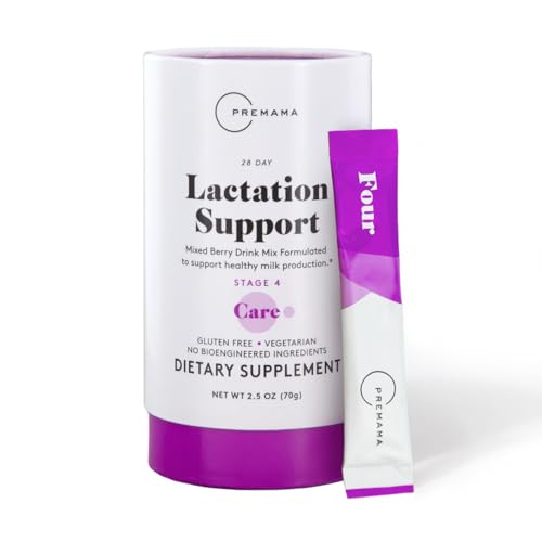PREMAMA Lactation & Breastfeeding Supplement, Postnatal Multivitamin Drink Mix, Fenugreek, Vitamin D, Calcium, 28 Servings