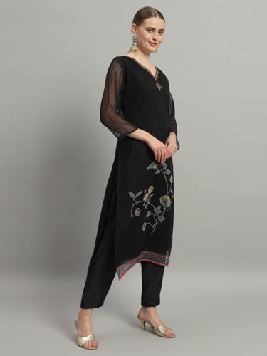fabzoo Women's Chiffon Digital Print Kurta Pant and Dupatta Set, Neck Embroidered Work and Original Mirror Work 4 fabzoo Women's Chiffon Digital Print Kurta Pant and Dupatta Set, Neck Embroidered Work and Original Mirror Work - Image 4