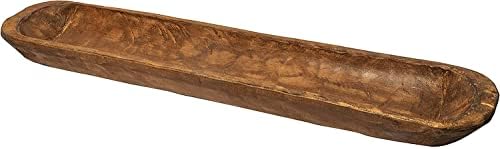 LUXHOUSE 20x6 Handmade Decorative Dough Bowl, Long Wooden Bowl, Rustic Bowl, Bread Decor Bowl, Paulownia Wood, Farmhouse decor Decorative Wooden Bowls Decor Large Wooden Baguette Centerpieces Décor