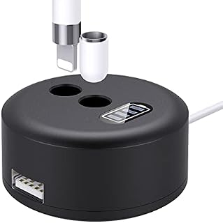 MoKo Aluminium alloy Charging Stand Compatible with Apple Pencil Charger 1st Generation, iPad Pencil Charger Charging Station Stand, Apple Pen Charger Holder with LED Screen USB Port