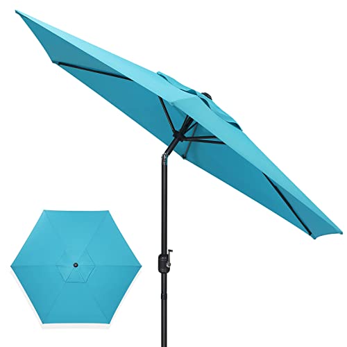 Ø 270cm Sonnenschirm Parasol Patio Umbrella, Gartenschirm Kippbar, Gestell Aluminium/Stahl, UV50+ Wasserabweisende Terrassenschirm Marktschirm, Blau Cover