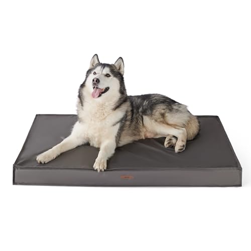Image of LE SURE Outdoor Waterproof XXL Dog Bed,Orthopedic Pet Mat,48x30In | Crate Pad for Dogs with Oxford Fabric Surface,Removable Washable Cover,Egg Foam Kennel Pads,Non slip Bottom,Grey