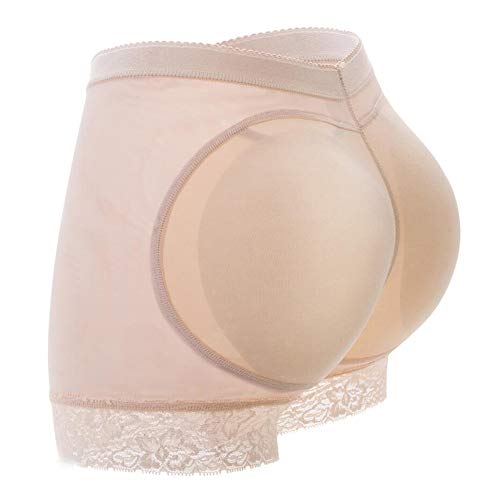 Womens Fake Buttock Briefs Butt Lifter Padded Control Panties Hip Enhancer Underwear Shapewear Boyshort Beige,S(Waist25