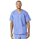 Carhartt Men's Ripstop Multi-Pocket Scrub Top, Ceil Blue, Large