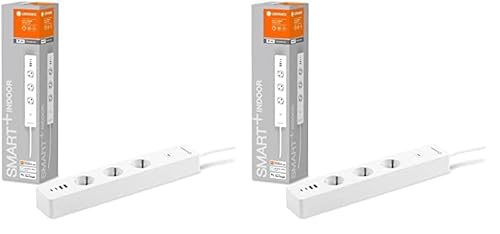 LEDVANCE Smart Plug mit WiFi Technologie, dreifache Steckdosenleiste mit Überlastschutz und Überspannungsschutz inklusive USB Anschlüsse, steuerbar über WiFi App, Alexa und Google (Packung mit 2)