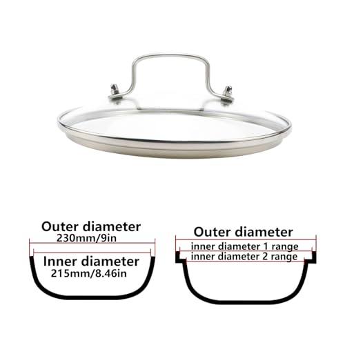 Antrader Tempered Glass Lid,9\" Glass Covers for Pots,Pans and Skillets,1Set,Clear