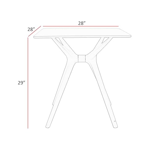 Benjara Filia 29 Inch Outdoor Dining Table, Rectangular Top, Tapered Legs, White by Benzara - Image 5