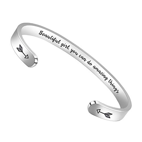 Btysun Bracelets for Women Mothers Day Bracelet Gifts from Daughter Inspirational Gifts for Women Graduation Gifts for Her Motivational Birthday Cuff Bangle Friendship Personalized Mantra Jewelry…