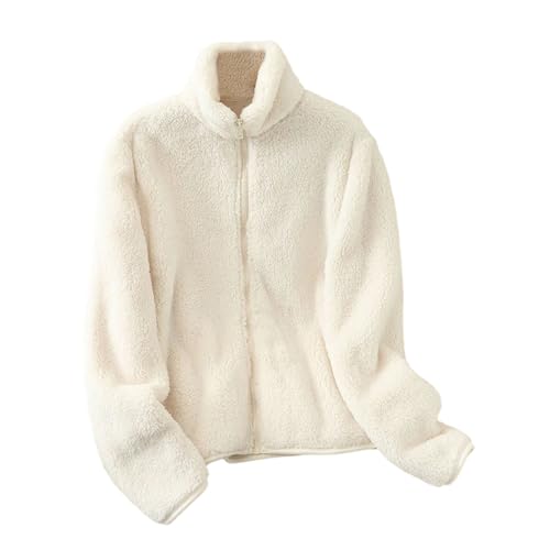 Cardigan en peluche chaud pour femme manteau polaire zippé anti-froid unie