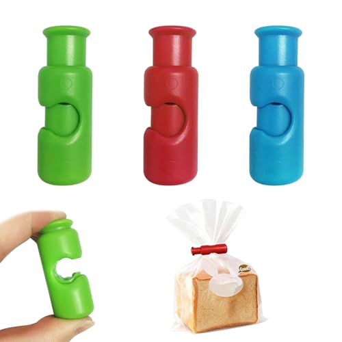 3 Pcs Food Bag Clips, Snack Bread Closure Clip, Bag Clips, Reusable Plastic Food Sealing Clip, for Bags Plastic, Bags, Packets, Freezer and Pet Foods Storage(Red, Blue, Green)