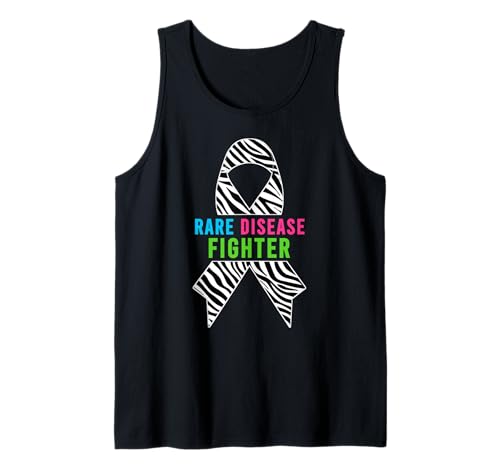 Zebra Ribbon Rare Disease Fighter - Día de las Enfermedades Raras 2025 Camiseta sin Mangas