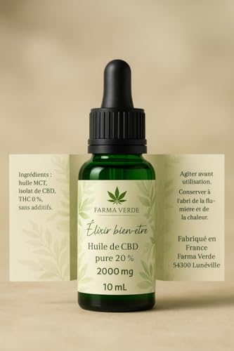 Huile de CBD PURE 20% Pressée à Froid | Huile 100% vegetale | Formule Premium Fabriquée en France | Sommeil Puissant | cdb Hemp Oil herbe puff hhc 10ml – Image 5