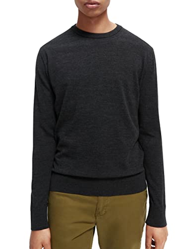 Scotch & Soda Crewneck-Jersey de Lana Merino Sudadera, Graphite Melange 0810, L para Hombre Cover