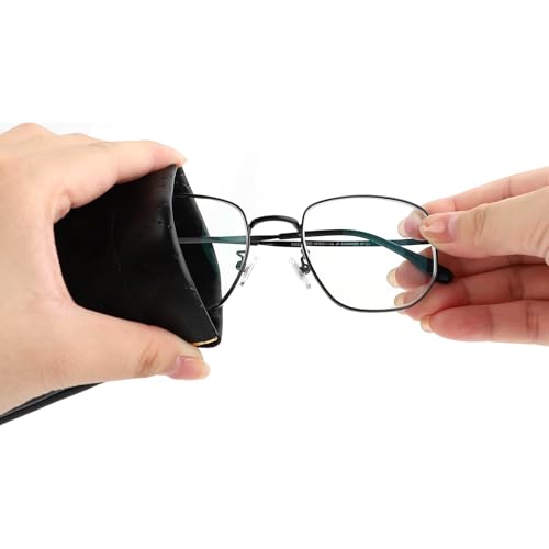 Image of ZACI Leather Eyeglass Cases Portable Sunglasses Cases Squeeze Top PU Glasses Pouch Travel Soft Trinket Organizer Bags
